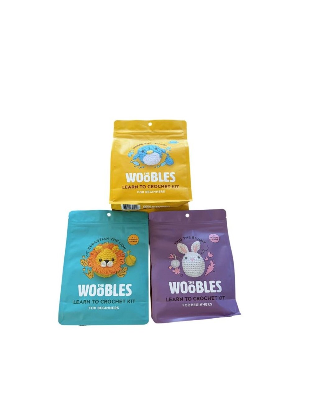 The Woobles Learn to Crochet Kit Bundle - Pierre, Sebastian, Jojo - New/Sealed